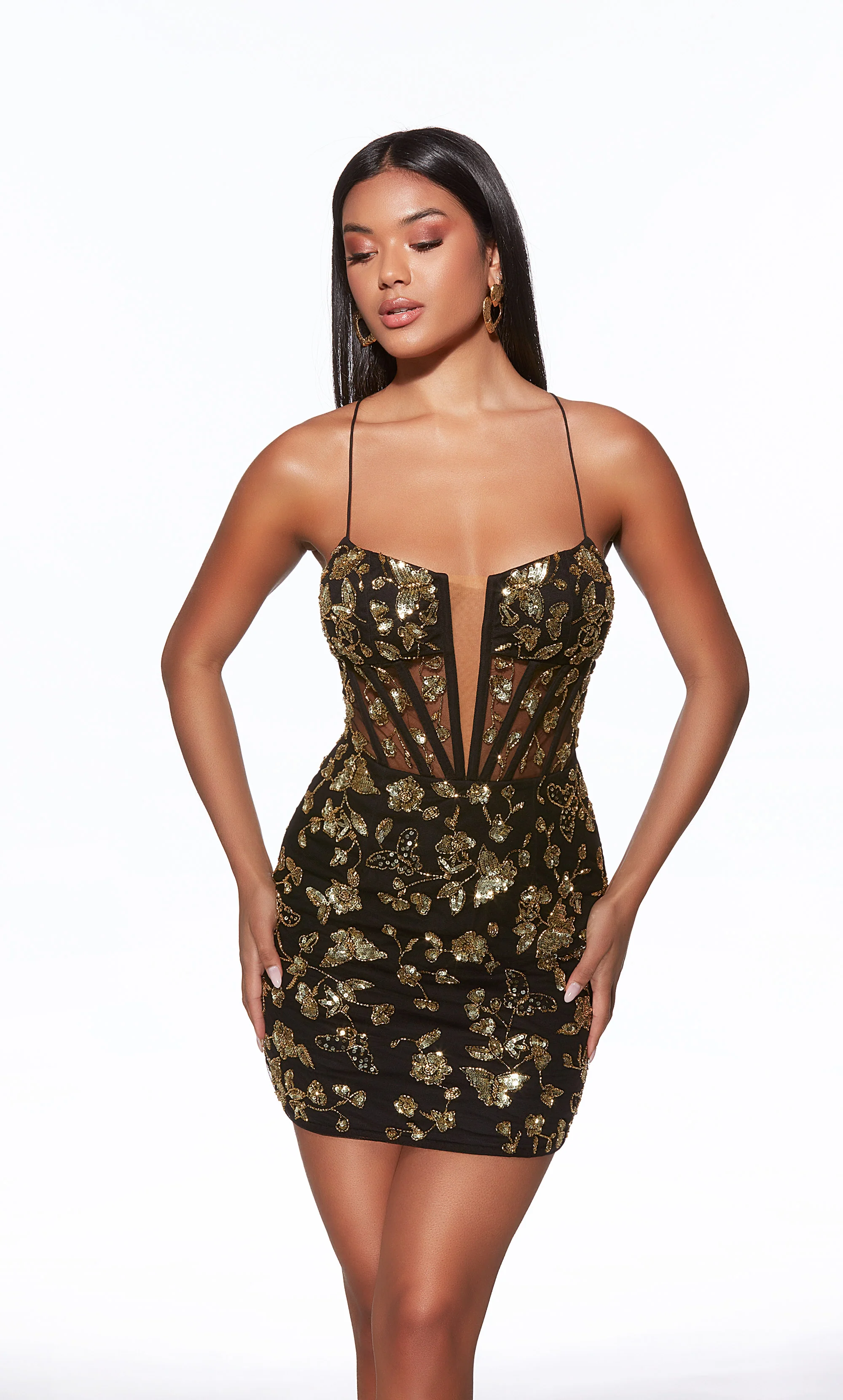 ALYCE Paris 40126 Homecoming Short Plunging Neckline Corset Straight Dress - Image 4
