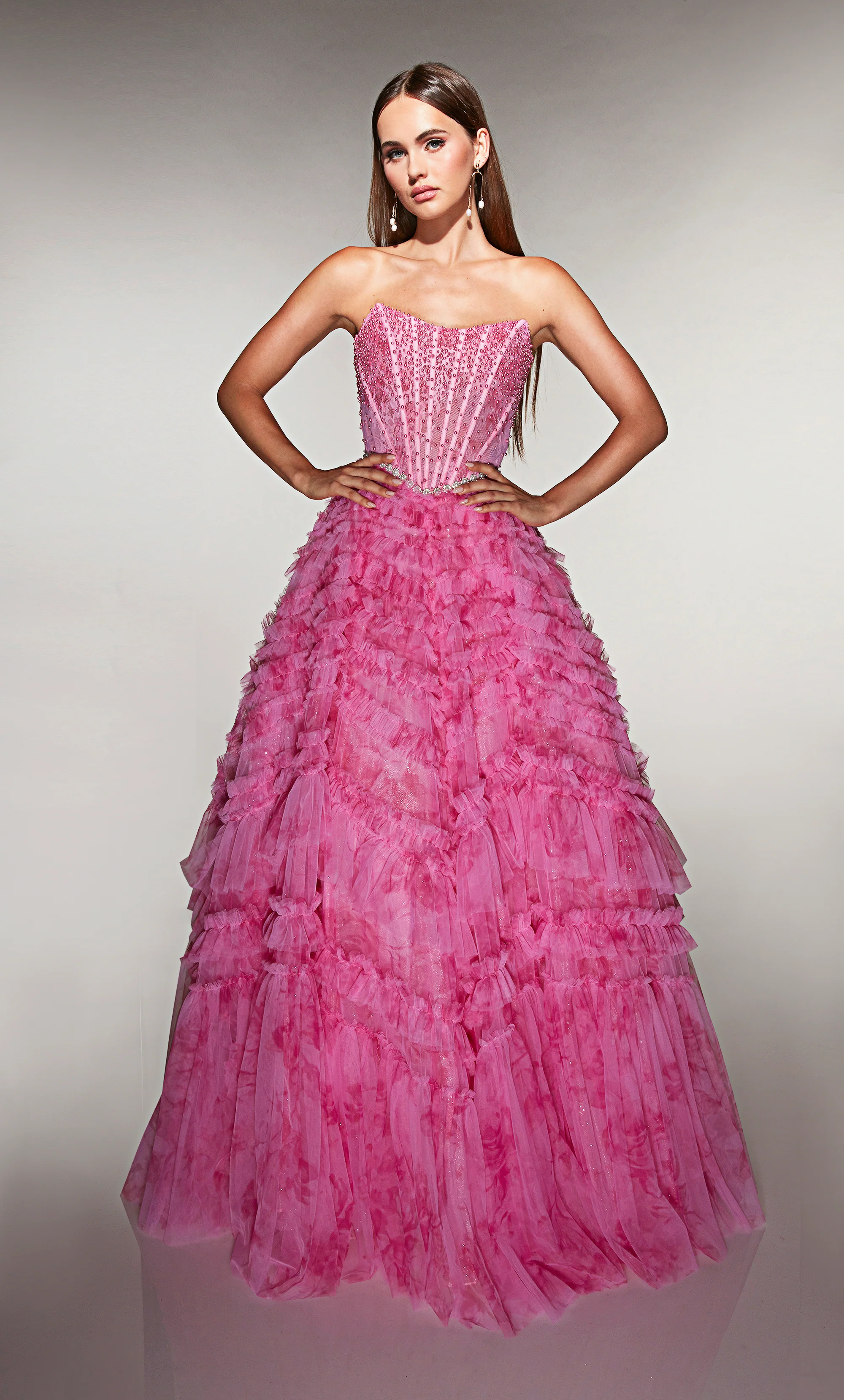 ALYCE Paris 61981 Alyce Long Scoop Neckline Ruffles Ballgown Dress - Image 6