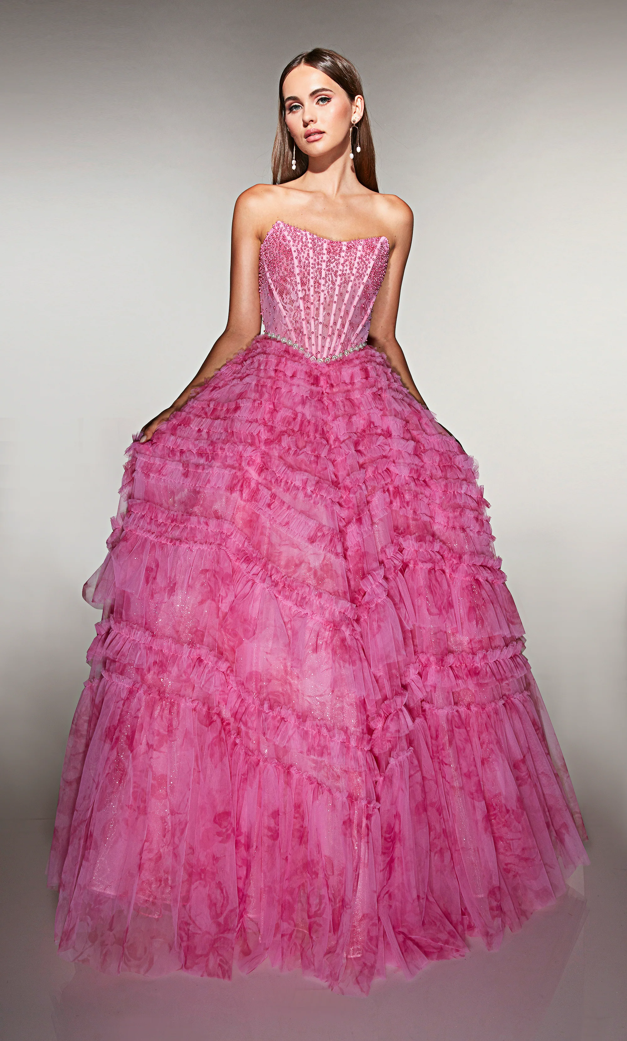 ALYCE Paris 61981 Alyce Long Scoop Neckline Ruffles Ballgown Dress - Image 7