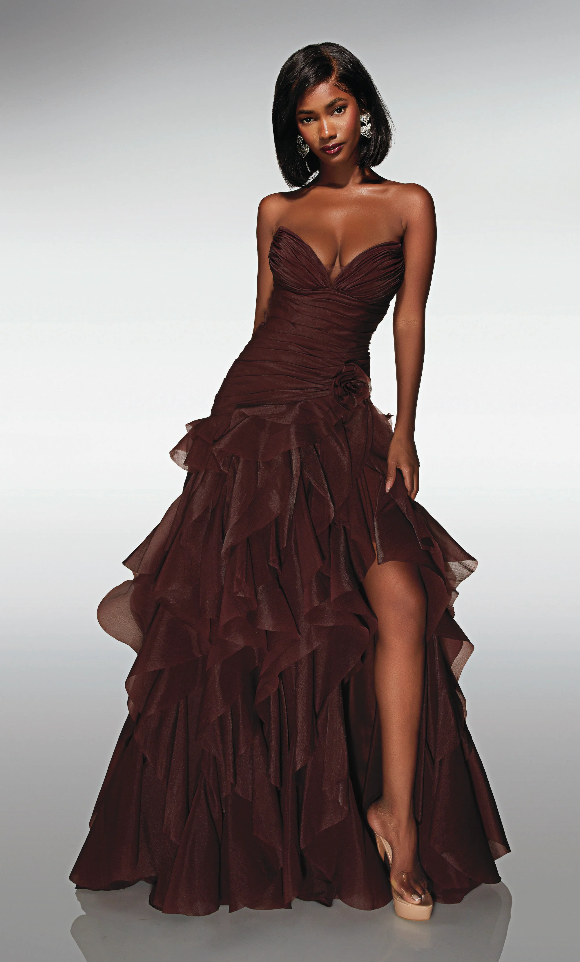 ALYCE Paris 62024 Alyce Long V-neckline Ruffles A Line Dress - Image 4