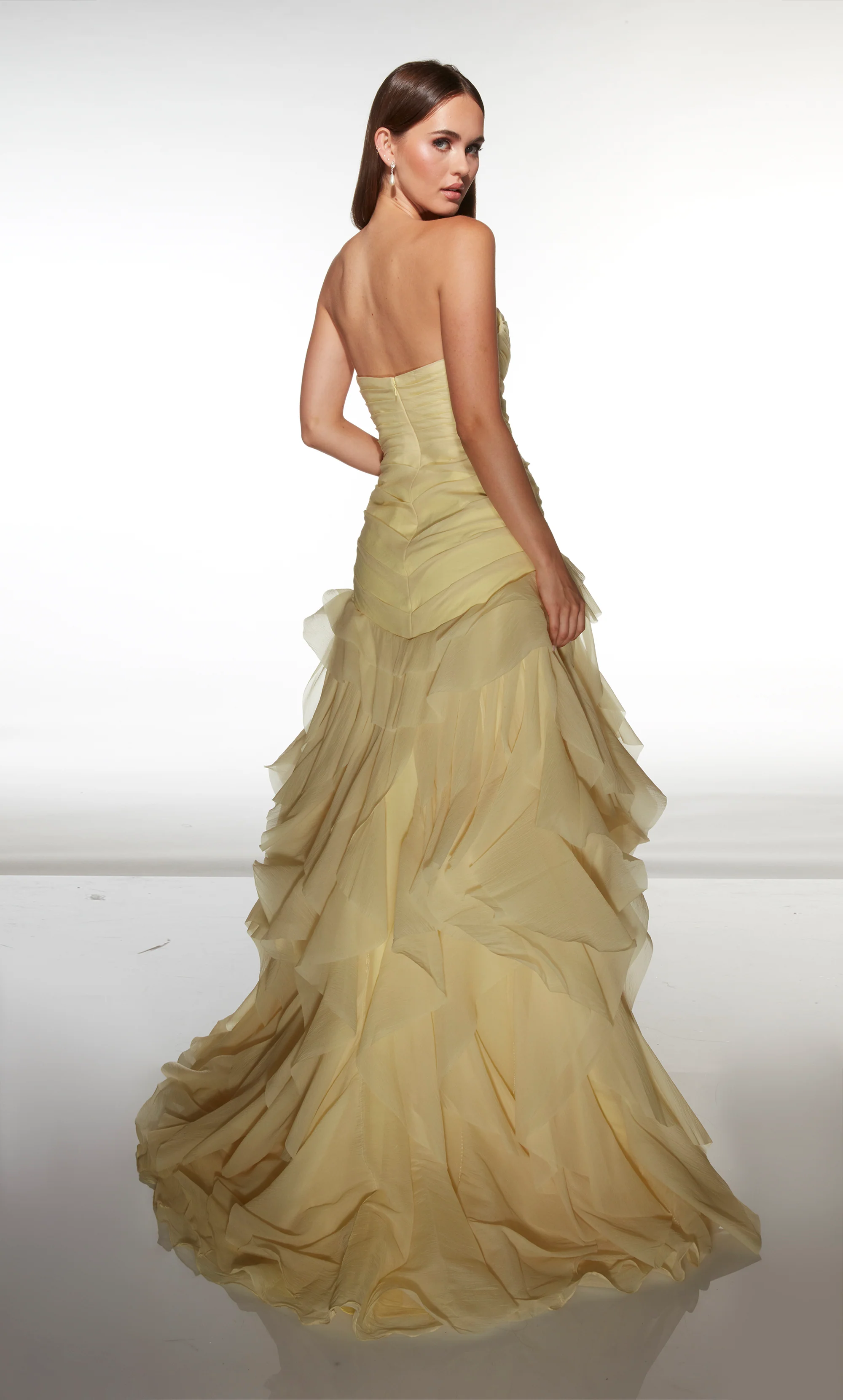 ALYCE Paris 62024 Alyce Long V-neckline Ruffles A Line Dress - Image 7