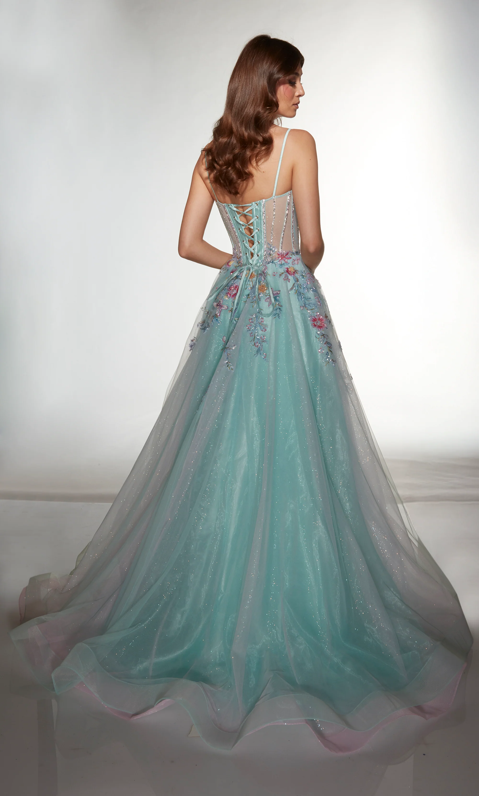 ALYCE Paris 62068 Alyce Long Plunging Neckline 80s Inspired Ballgown Dress - Image 7