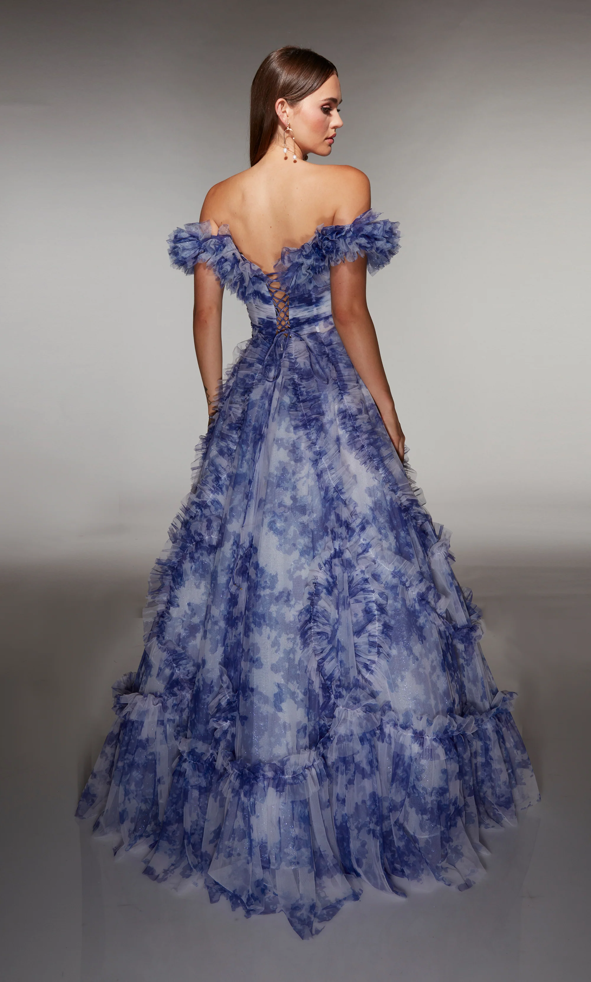 ALYCE Paris 62216 Alyce Long Off The Shoulder Neckline Ruffles Ballgown Dress - Image 5