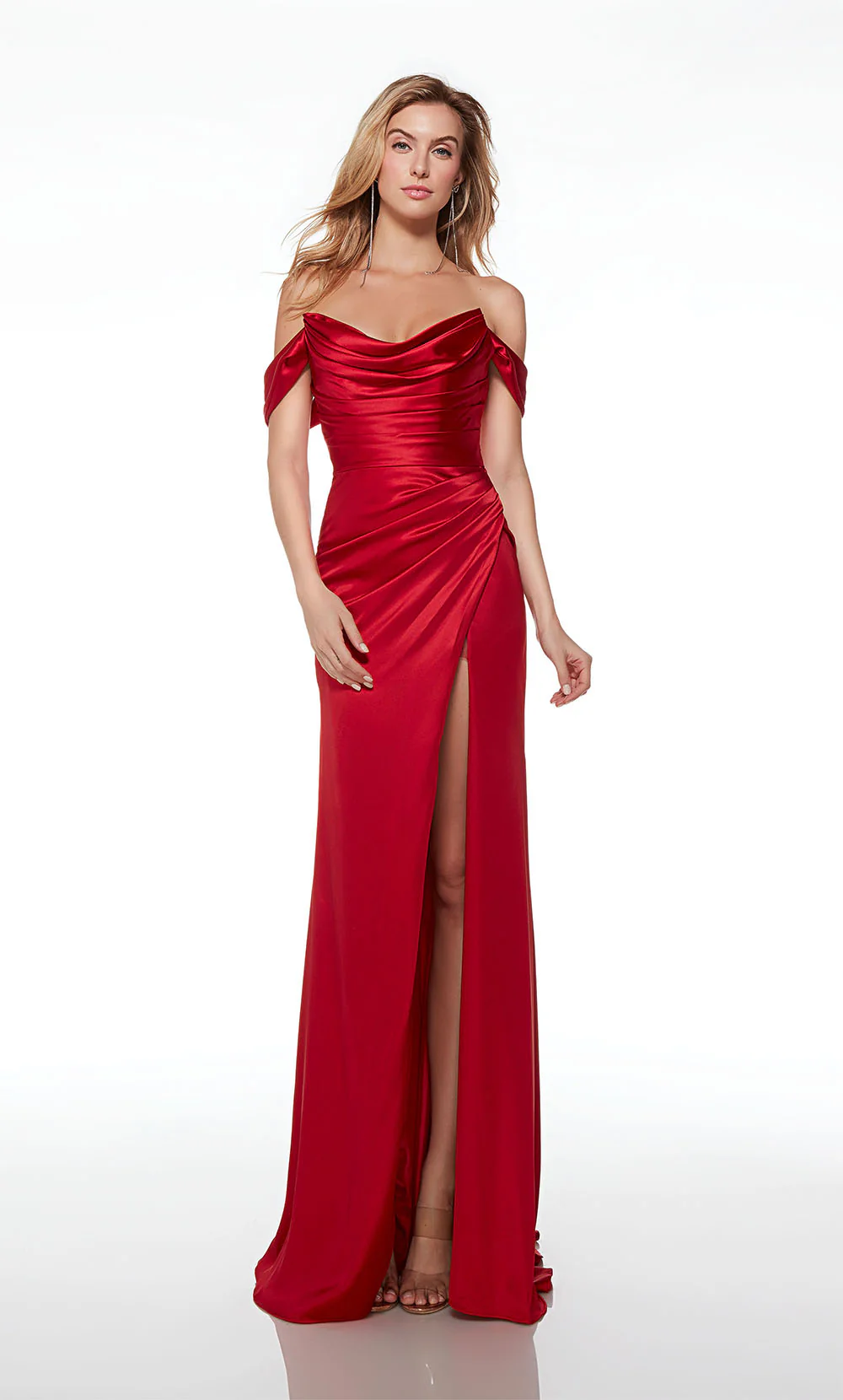 ALYCE Paris 61571 Alyce Long Off The Shoulder Neckline Simple Straight Dress - Image 4