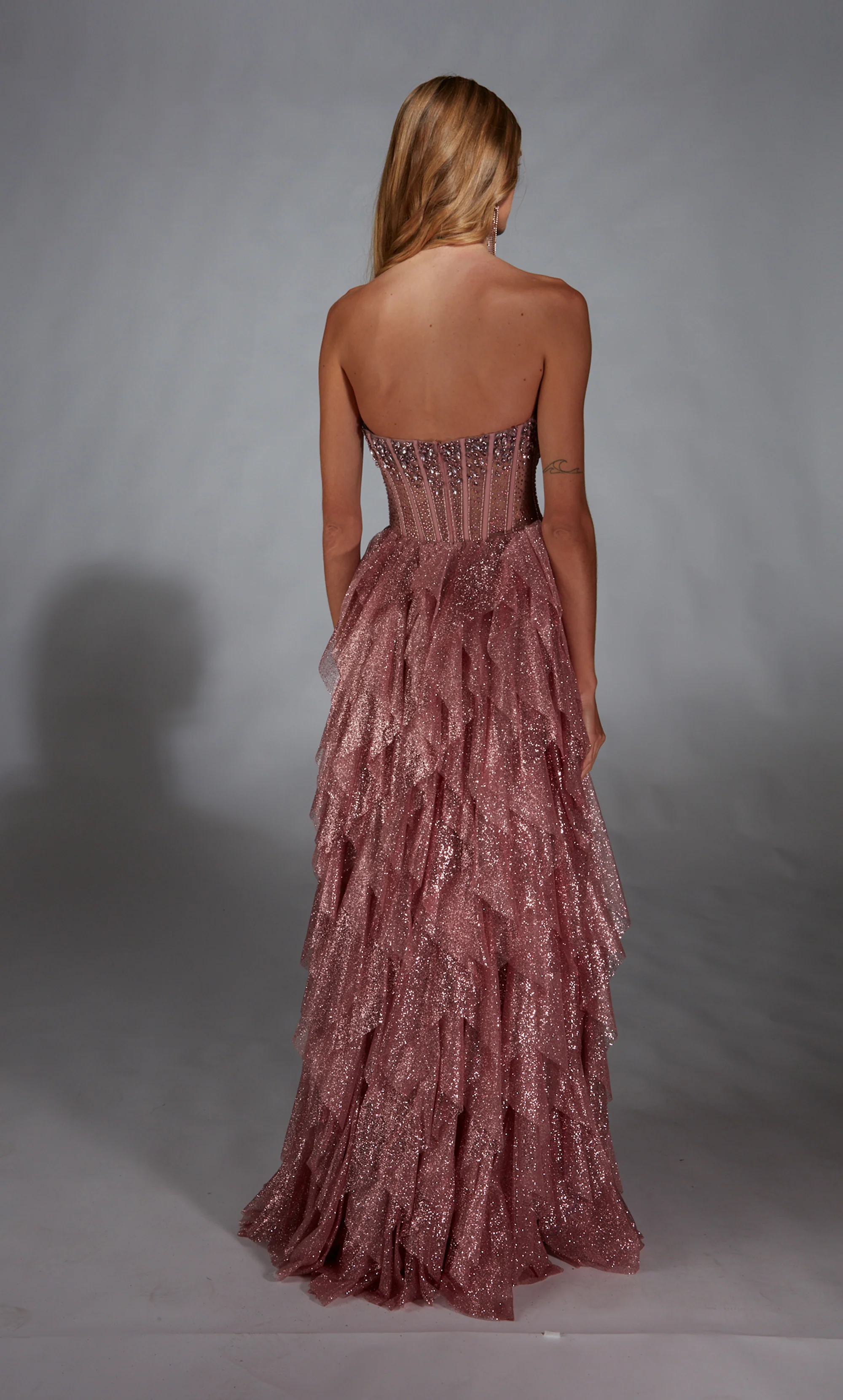 ALYCE Paris 61762 Alyce Long Strapless Neckline Shimmery/sparkly A Line Dress - Image 3