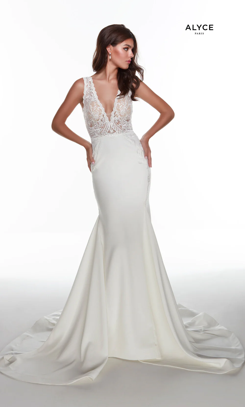 ALYCE Paris 7016 Bridal Plunging Neckline Sexy Mermaid Dress - Image 7
